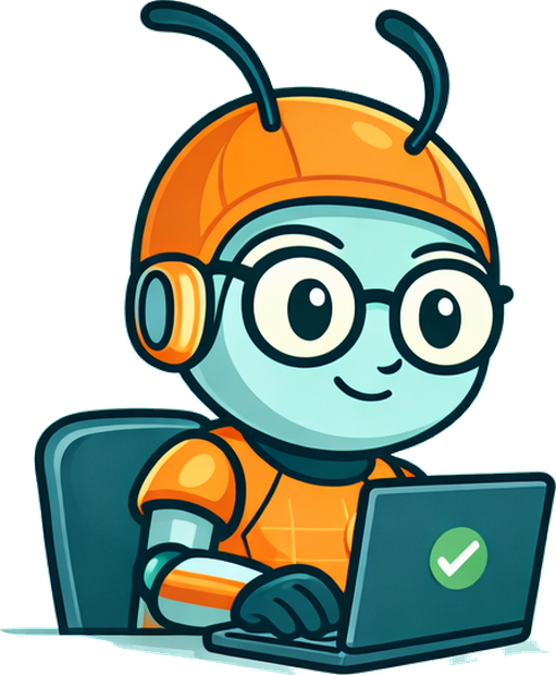 Debugger validando el trabajo de un agente de IA con engranaje y checks
